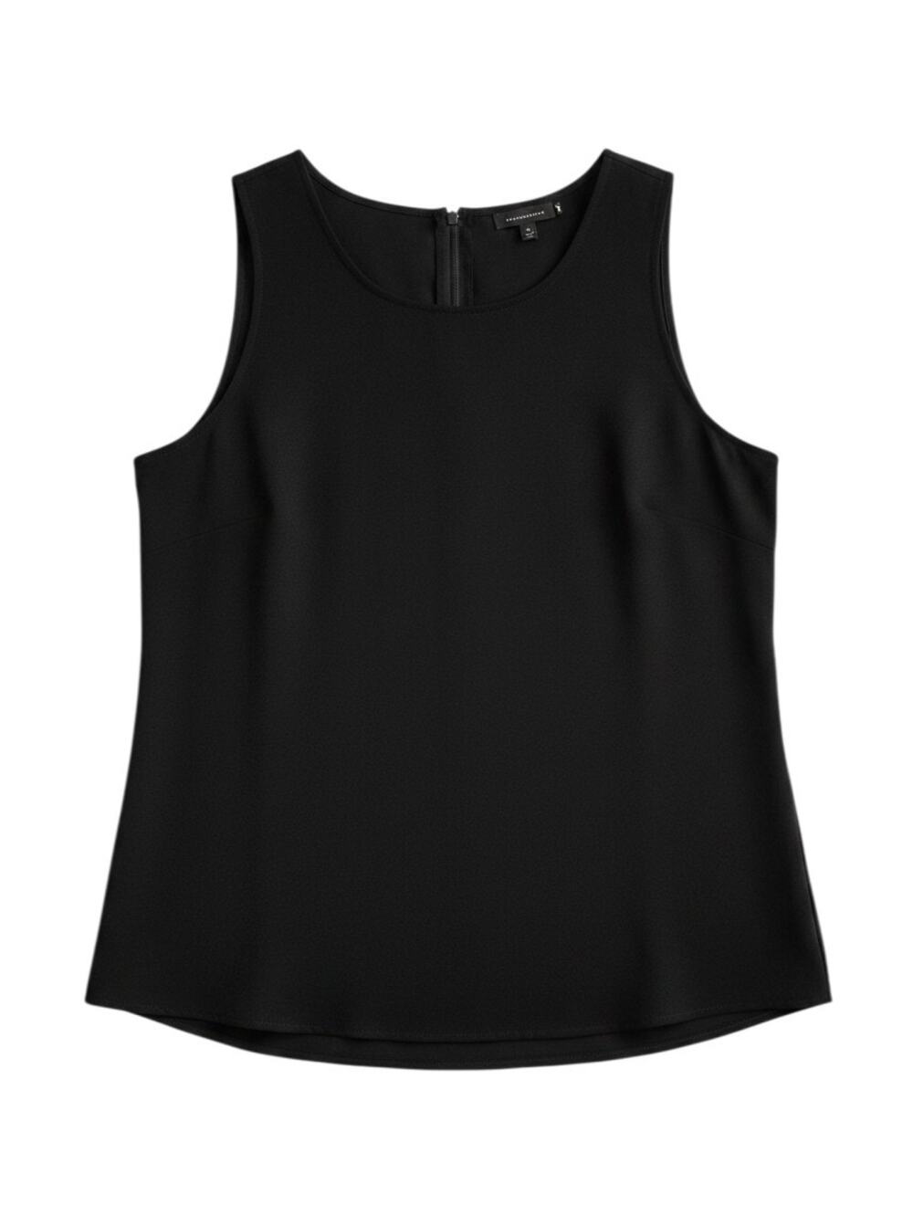 Ann Taylor Black Sleeveless Blouse with Gold Zipper, Size S